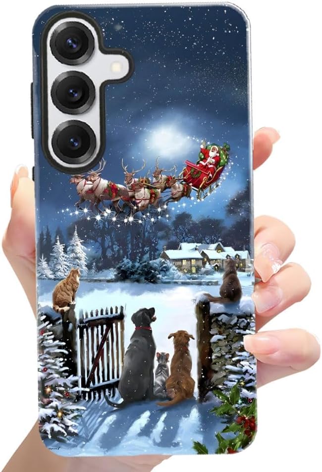 Case for Samsung Galaxy S25,Christmas Santa Sleigh Case Glossy Slim Silicone Shockproof Cover for Girls Women - Image 5