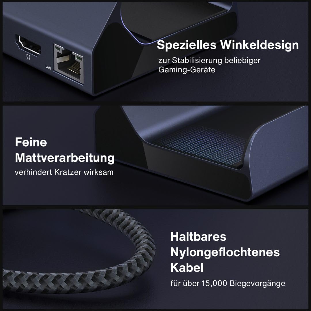iVANKY Docking Station für Steam Deck/ROG Ally, HDMI 2.1 4K@144Hz, 1Gbps Ethernet, 3*USB-A 3.0, 100W USB-C Ladung, 8-in-1 Dock Kompatibel mit ASUS ROG Alloy X/Legion go/Valve Steam Deck OLED/MSI Claw