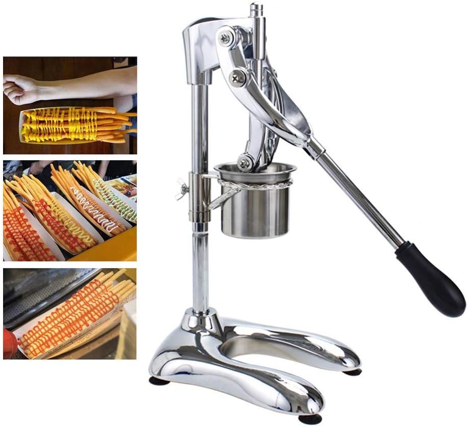 French Fries Squeezer 30 cm Manual Fries Extruder Commercial Stainless Steel Long Fried Potato Strips Squeezers French Fries Chips Cutters Extruding