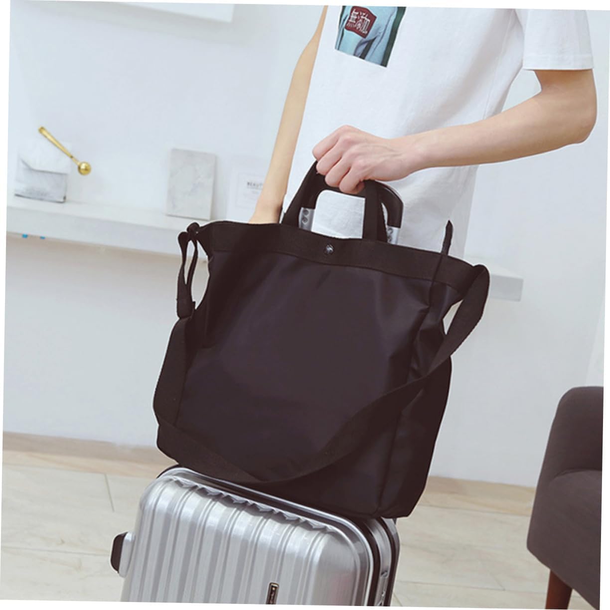 1pc Large Capacity Travel Tote Bag Multifunctional Yoga Sports Bag Lightweight Shoulder for Gym Camping Weekend