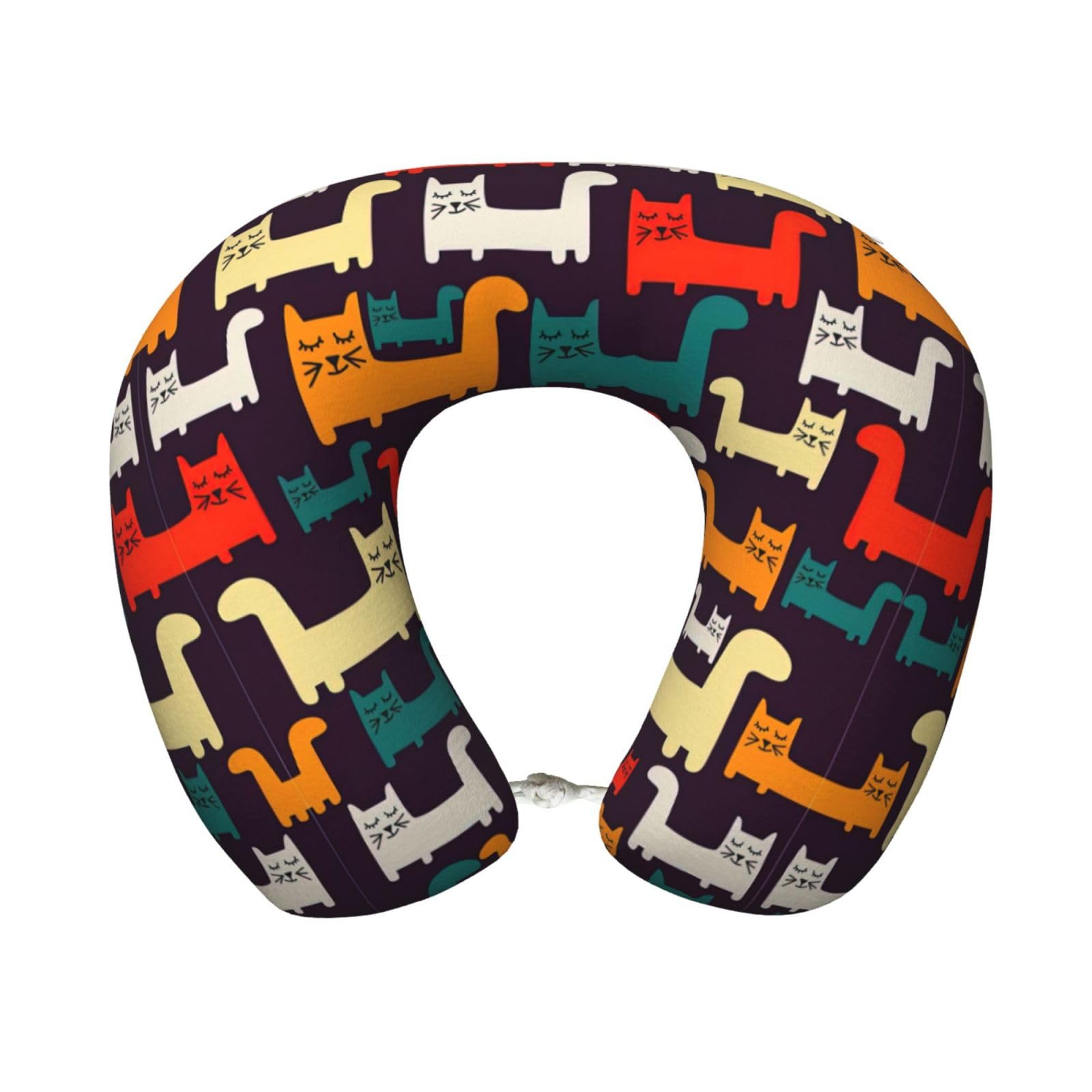 XingFox Cat Print Custom U-Shaped Travel Pillow,Memory Foam Cervical Neck Pillow,for Napping,Plane,Car,Home,Office