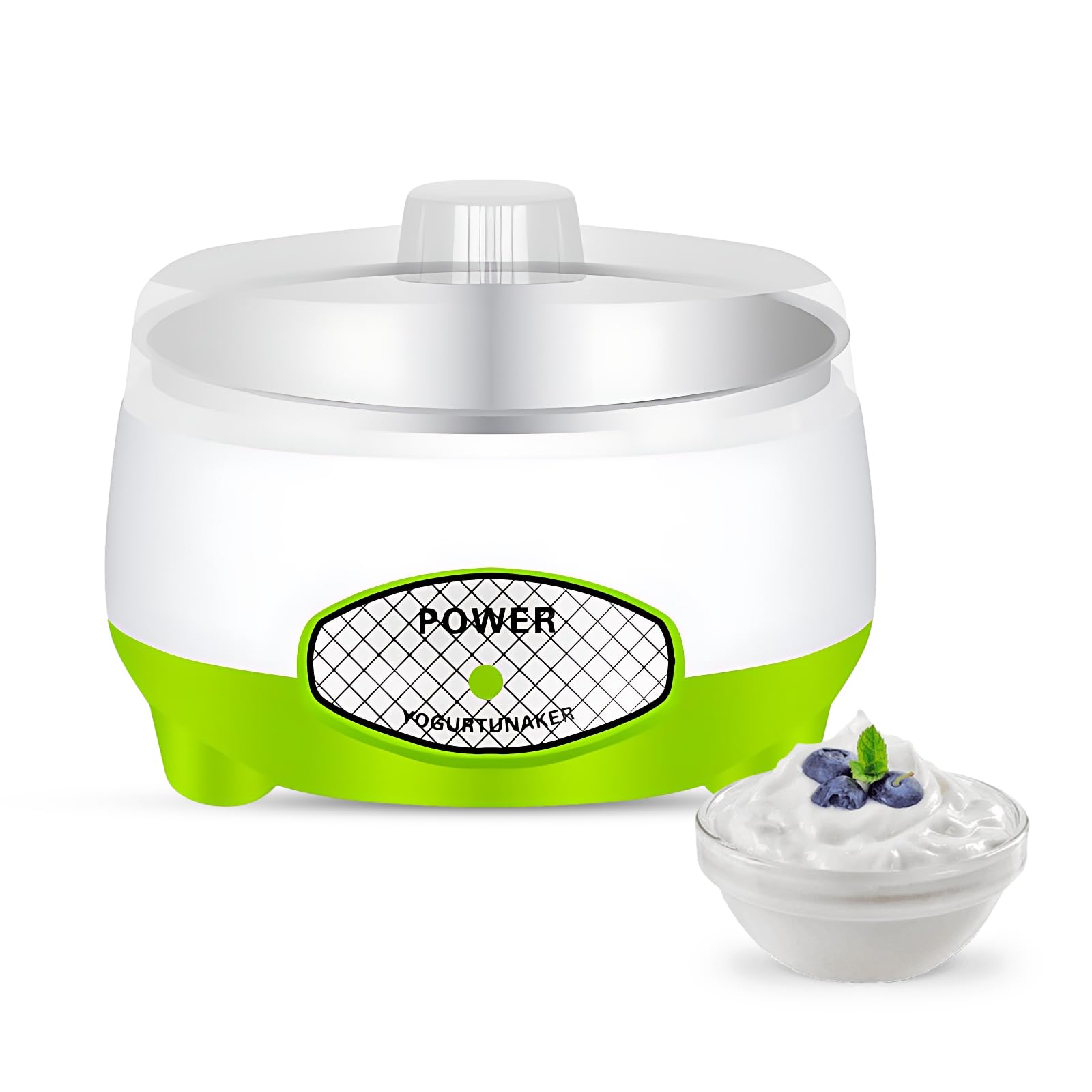 Ioensy Small Yogurt Maker Electrical Kitchen Appliances Automatic Yogurt Machine DIY Yogurt Tools, Green Steel Liner
