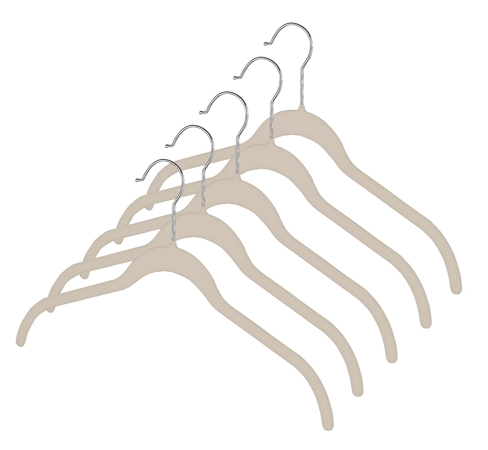 Whitmor Flocked Spacemaker Hanger Collection Dress/Shirt Hangers, Set of 5 Beige