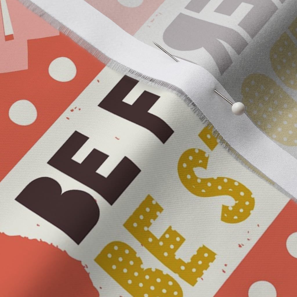 Spoonflower Fabric - Affirmations Typography Pink Retro Printed on Organic Cotton Sateen Fabric by The Yard - Sewing Quilting Apparel Home Decor