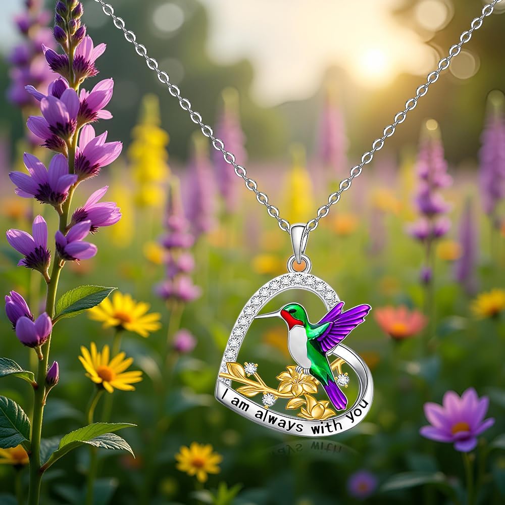 Hummingbird Gifts Hummingbird Necklaces for Women Sterling Silver Heart Pendant Necklace Elegant Gifts for Lovers Memorial Jewelry - Image 7