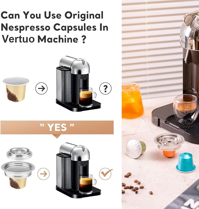 HAILASRE Rozsdamentes Nespresso Vertuoline Kávéadapter 80ml - Pod Konverter