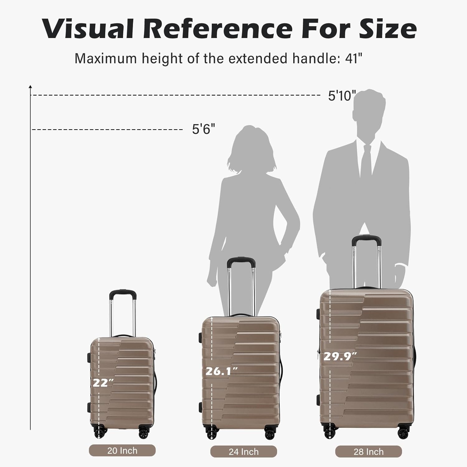 Coolife Carry On Luggage Airline Approved with Spinner Wheels, Hard Shell Suitcase TSA Lock Lightweight Travel Luggage 20-inch,Brown - Image 8