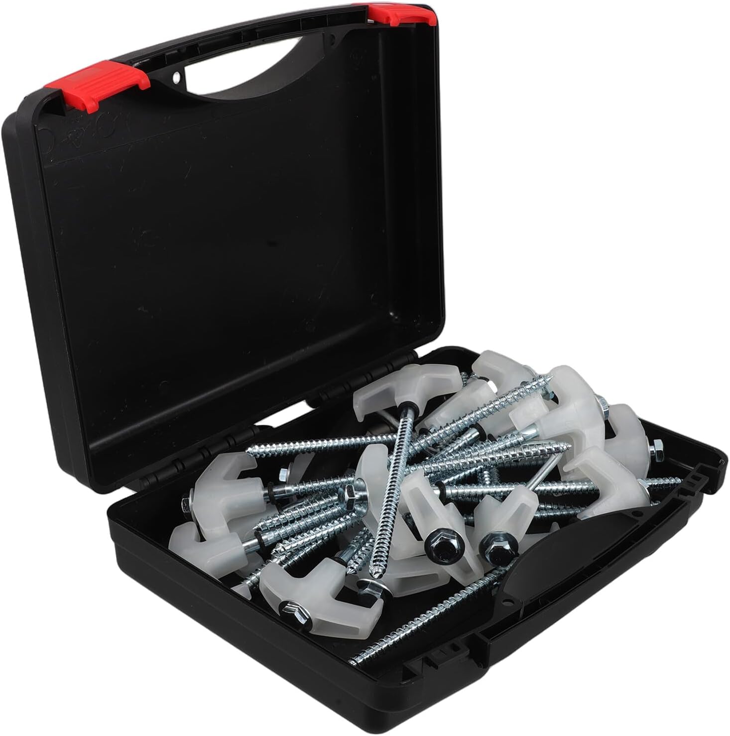 GARVALON Spiral Ground Tent Stakes 13mm Carbon -Sided Head Nails with Nail Puller and Plastic Case, 20pcs White Tent Canopy Stakes for Camping and Outdoor Shelter Anchors