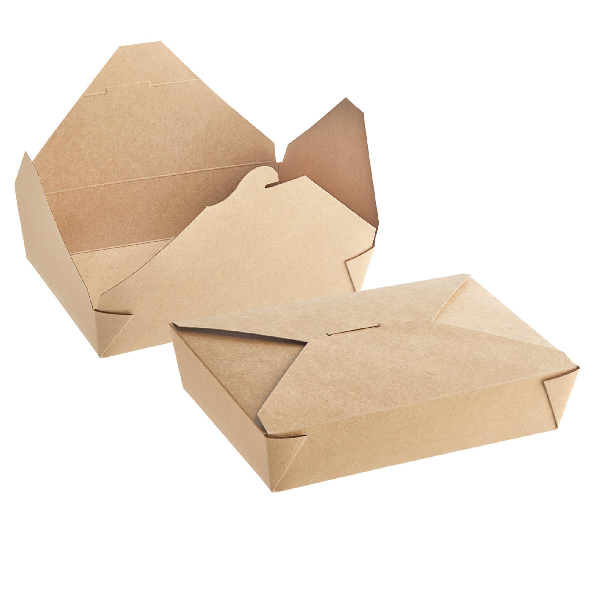Caterco Brown Large Kraft Takeaway Boxes 50 X No2 51Oz (1450Ml) - Biodegradable Cardboard Food Containers For Food, Eco-Friendly - 210X155x47mm - Deli Boxes For Takeaways & Catering (No2-50 Pack)