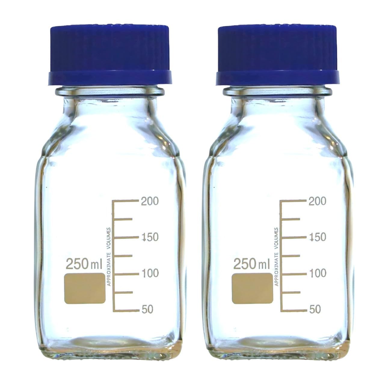 Karter Scientific 250ml Square Media Storage Bottle with Screw Cap, 254O2 (Pack of 2)