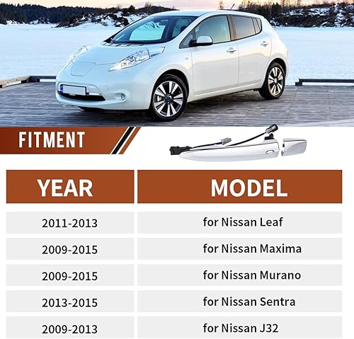 Miniatura 9 de PAIMOHO Manija de puerta exterior para Nissan Maxima Sentra Murano Leaf Manija de puerta cromada delantera izquierda y derecha inteligente con