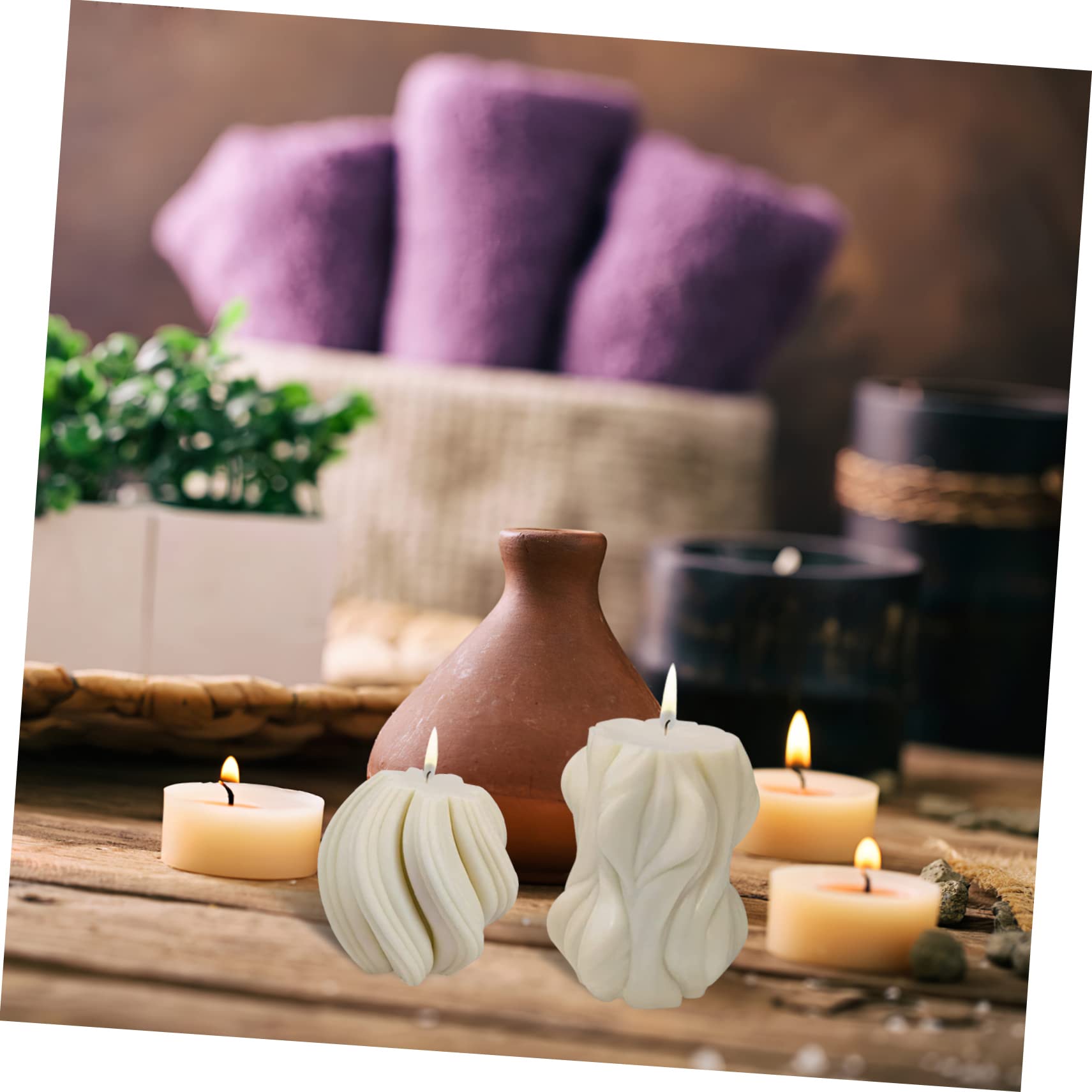 Anneome 4pezzi Stampo Per Candele Silicone Forma Di Onda Di Stampi Per Candele Fai Da Te Facili Da Sformare Silicone Resistente e Duraturo Per Creazioni Decorative Uniche