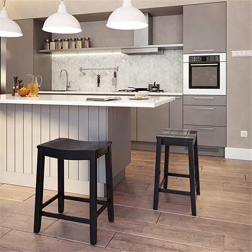 Miniatura 72 de Hillsdale Fiddler Taburete de madera sin respaldo con asiento estilo silla de montar, gris envejecido gris (Aged Gray),marino,Negro -,Blanco