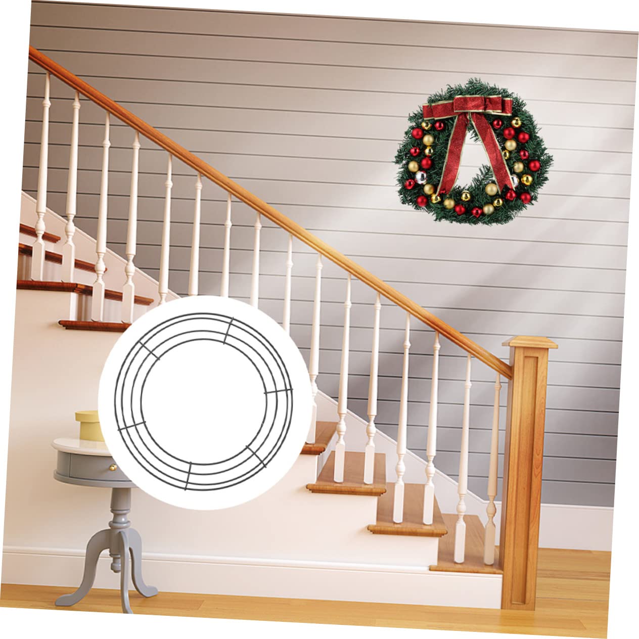 DECHOUS Round Shaped Wreath Forms Metal Wire Wreath Frame Iron Ring DIY Garland Supplies Indoor/Outdoor Decor