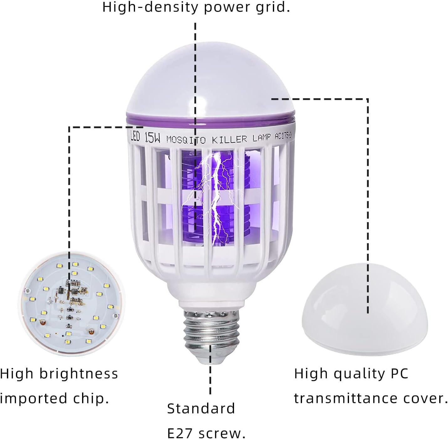 2 Pack Bug Zapper Light Bulbs, Mosquito Light Bulb Zapper 2 in 1 Mosquito Zapper Bulb UV LED Bug Light Bulbs for Patio and Indoor