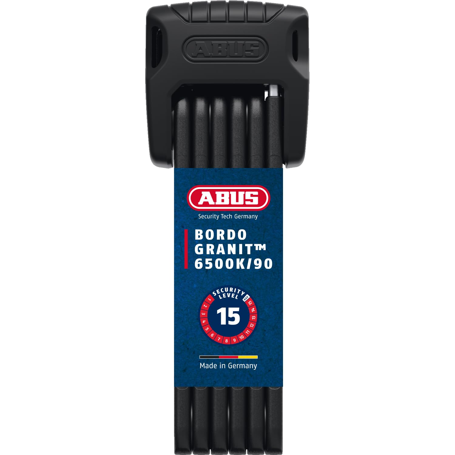 ABUS Lucchetto pieghevole Bordo Granit 6500K con porta lucchetto SH - Lucchetto per bicicletta con cilindro XPlus per un'elevata protezione contro le manomissioni - Lunghezza 90 cm