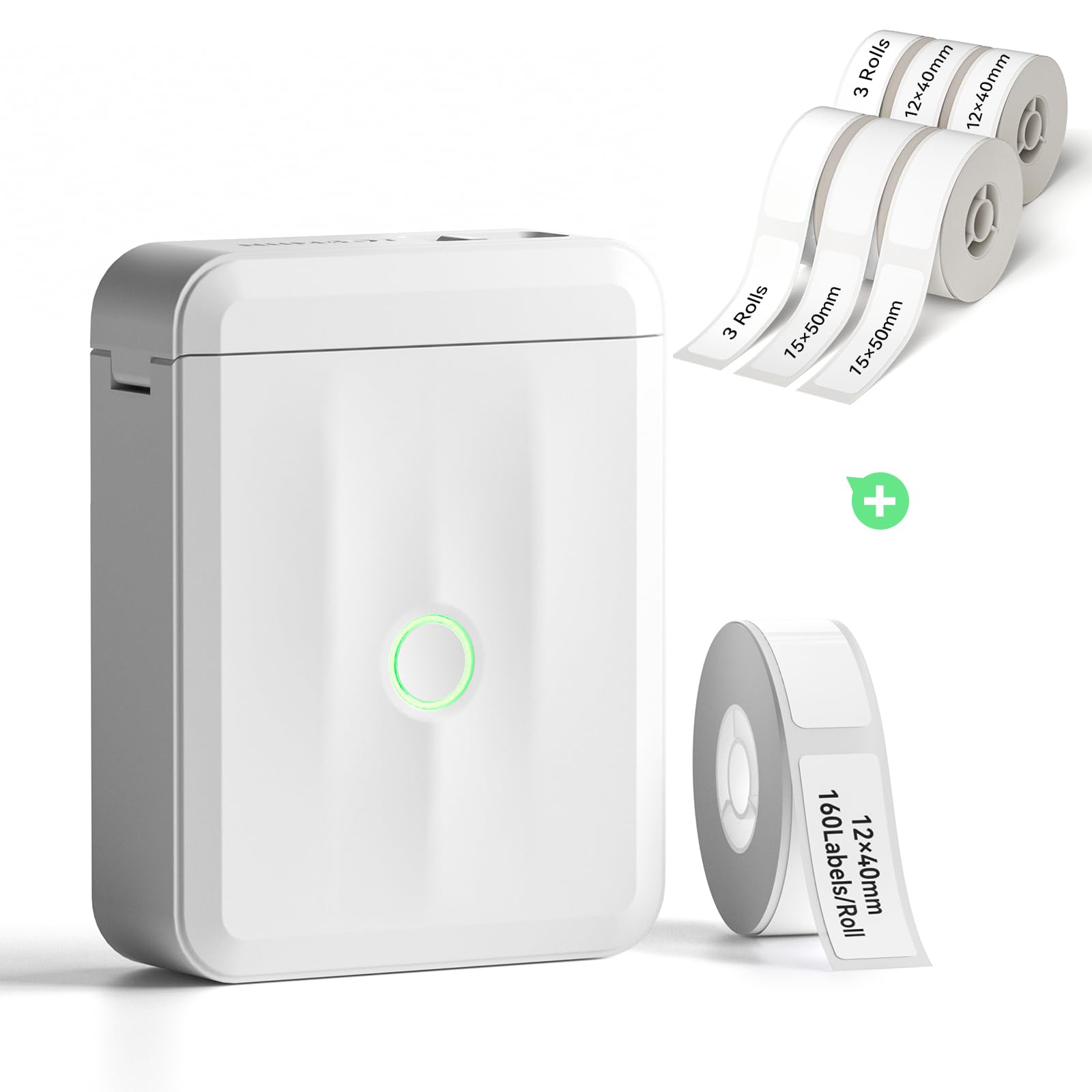 NIIMBOT Label Maker Machine Bluetooth Label Printer for School Home Office Organization, Wireless Mini Labeler D110 Upgraded Version, Label Machine with 6 Roll Label Tapes（12x40mm+15x50mm, White