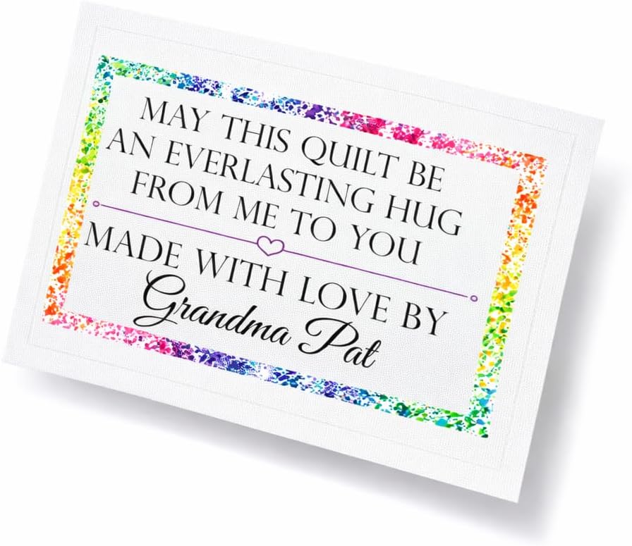 Personalized Everlasting Hug Fabric Label – Custom Sewing Tag with Maker Name – Handmade Blanket or Quilt Gift – 6 per Sheet Cotton or Polyester