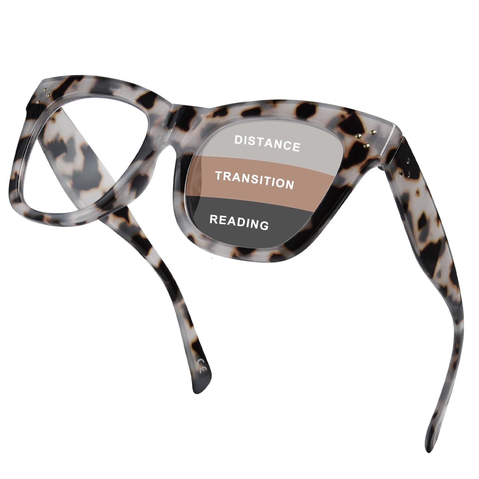 FONHCOO Oversized Progressive Reading Glasses for Women Men Oprah Style Large Square Blue Light Blocking Computer Readers