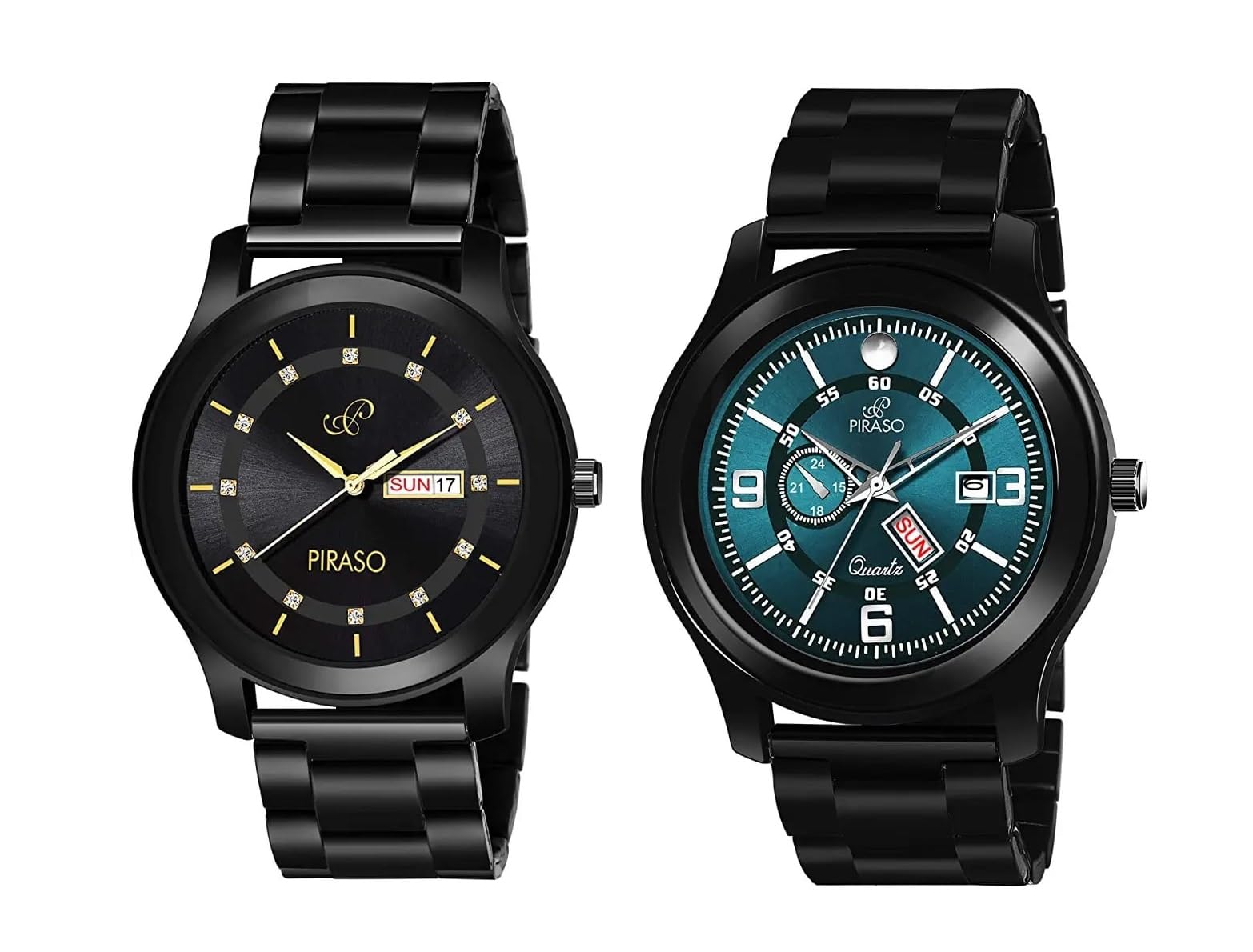 PIRASO D&D C19 Blue Black & D&D C22 Black (Analog Day-Date Working Display Combo Blue&Black DIAL&Black Chain Watch for Men (B0CK6VK59H) Amazon Price History, Amazon Price Tracker