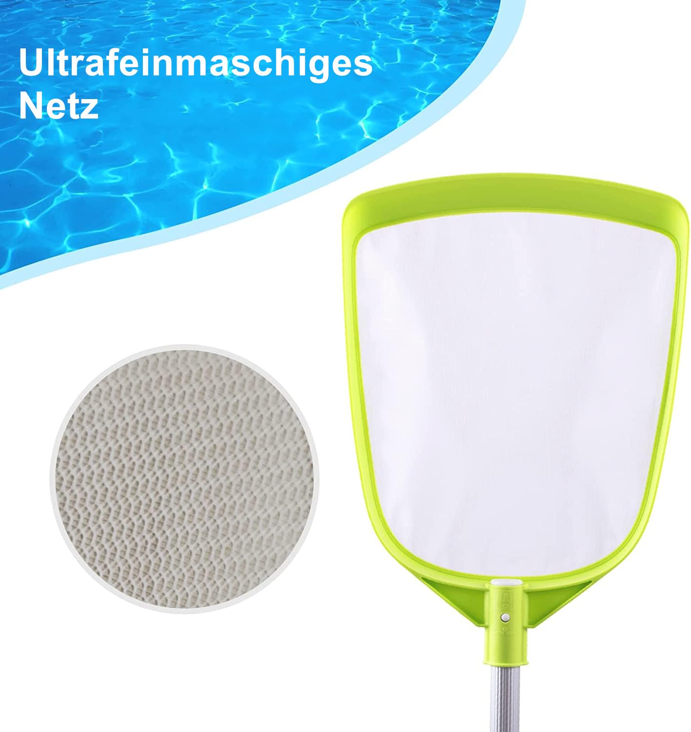 Épuisette de piscine tube ondulé aluminium 142 cm maille ultra fine