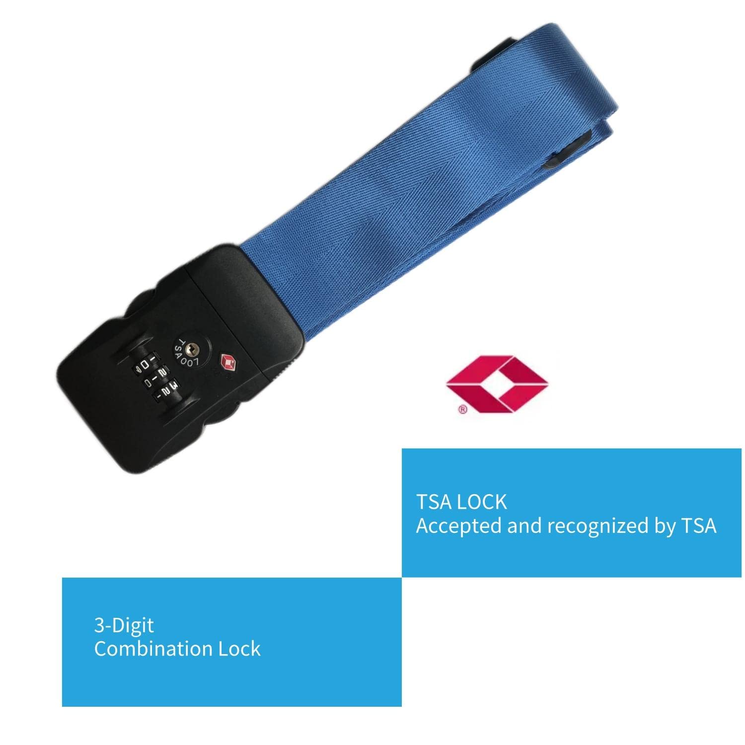 Ceinture De Valise 3 En 1 – Sangles Croisées Avec Cadenas TSA, Neuve