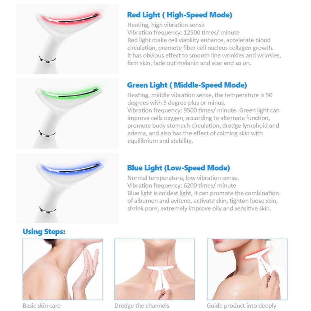 SHXPLOOS Masajeador Facial con Forma de V, Máquina de Estiramiento Facial Antiarrugas con Cuello Estiramiento Facial, 45 ℃ ± 5 ℃ Masajeador Facial con Calor magnético Anti 3 Modos, USB Recargable