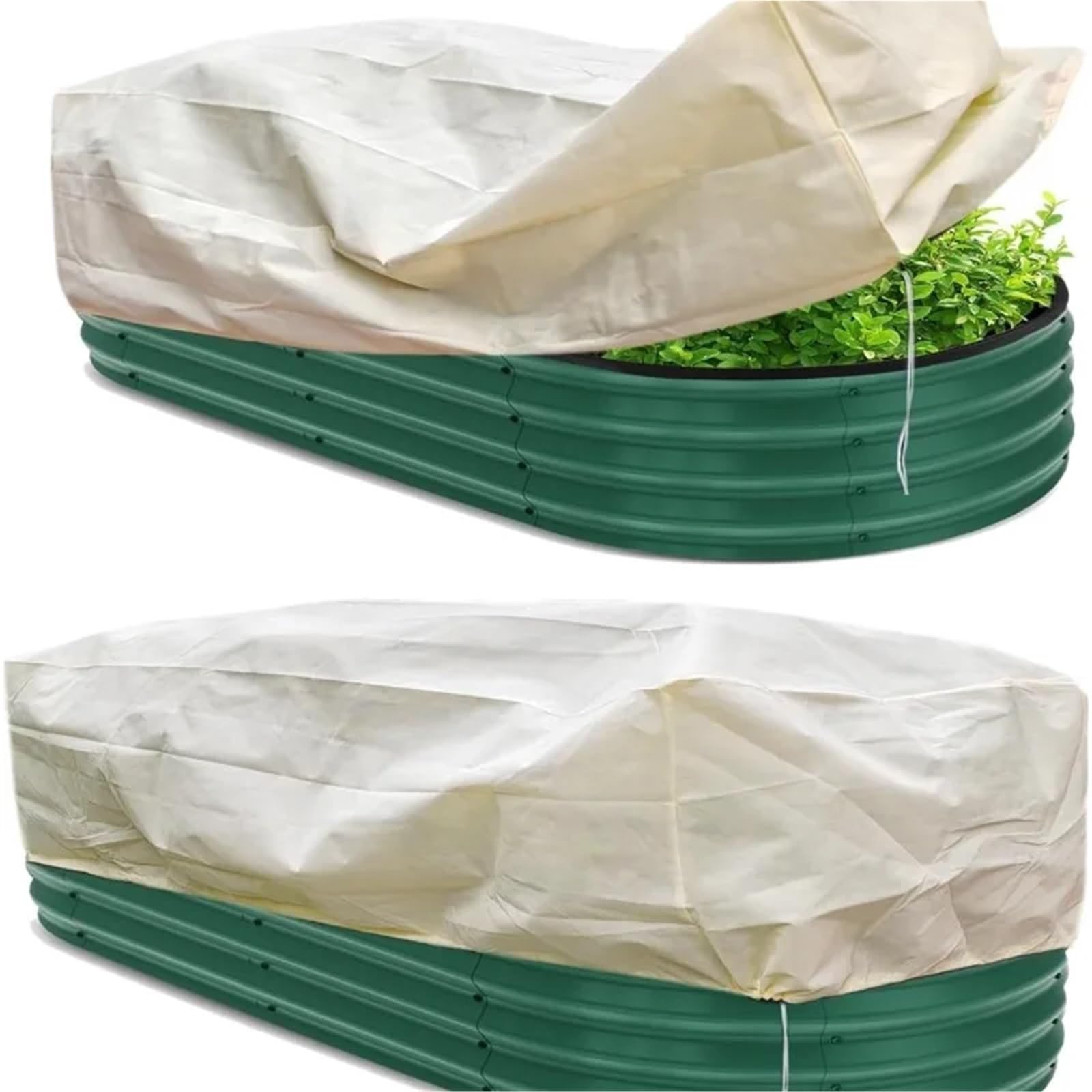 zyrqon 2pcs Plant Protection Cover with Drawstring Outdoor Flower Bird Barrier Net for Vegetable Frost Prevention&Garden Care Beige(150x40x45cm)