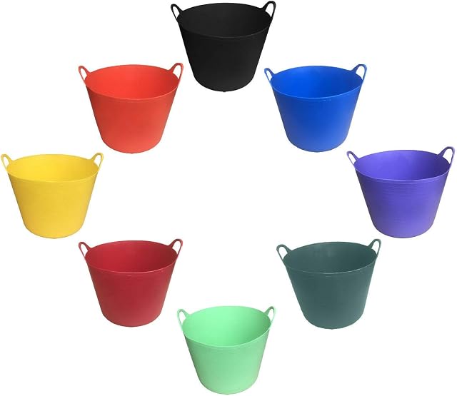 VTL® 2 x 42 LITRE FLEXI BASKET -LARGE TUB -GARDEN -CONTAINER -FLEXIBLE STORAGE BUCKET - RANDOM COLOUR ASSIGNED