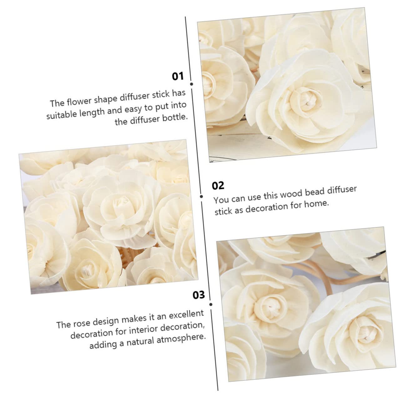 ULTECHNOVO 6pcs Bâtonnets Diffuseurs en Rotin Forme Fleur pour Diffuseur de Parfum Intérieur, Matériau Synthétique, Décoration Chambre ou Hôtel