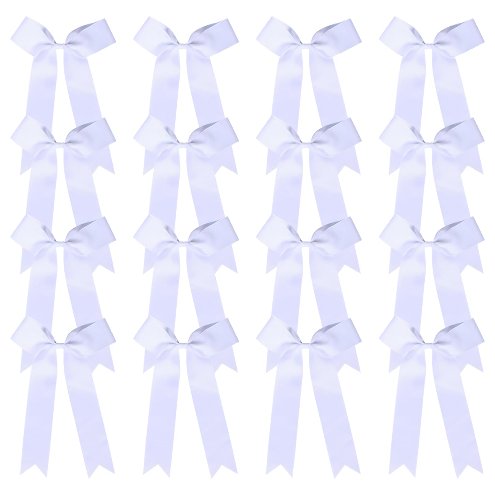16 Pcs Long Tail Skinny Cheer Hair Bows Elastic Bands Handmade Grosgrain Ribbon Cheerleading Bows Collegiate Ponytail Holder For Girls Cheerleaders