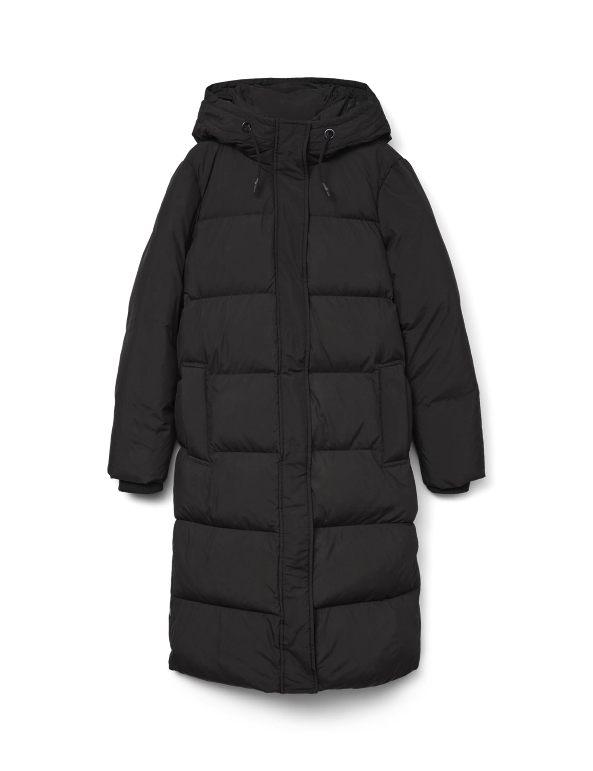 VERO MODA Women's Long Padded Jacket Winter Coat Quilted Parka with Hood Warm Insulated VMERICAHOLLY, Colours:Black-2, Size:M