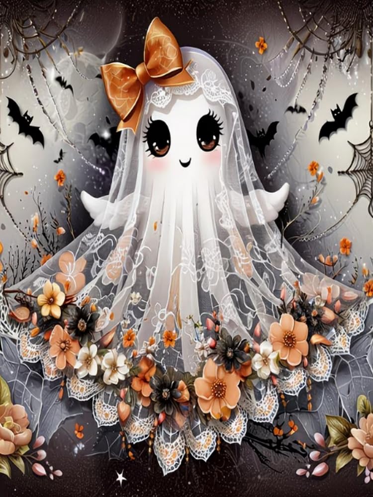 Brennora Embroidery Cross-Stitch Kits for Adults Beginners Pre Printed Cross Stitch Kit 11CT Needlework Arts and Crafts for Home Decor Ghost 16x20 inch