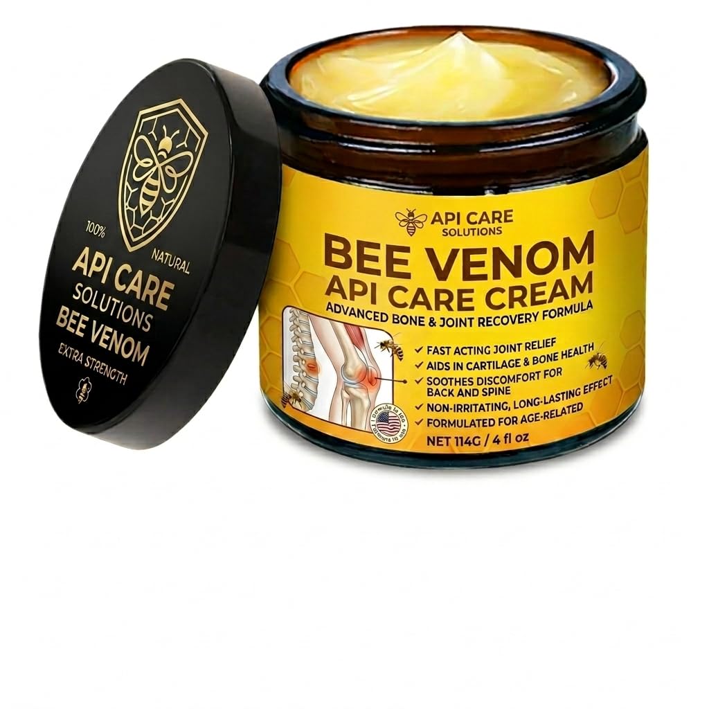 Bee Venom API Care Cream, Advanced Bone & Joint Recovery Formula, Bee Venom Relief Cream for Back, Knee, Hands, Neck & Feet, Fast Acting Joint Support for All Skin Types, 4 fl oz (1 Bottle)