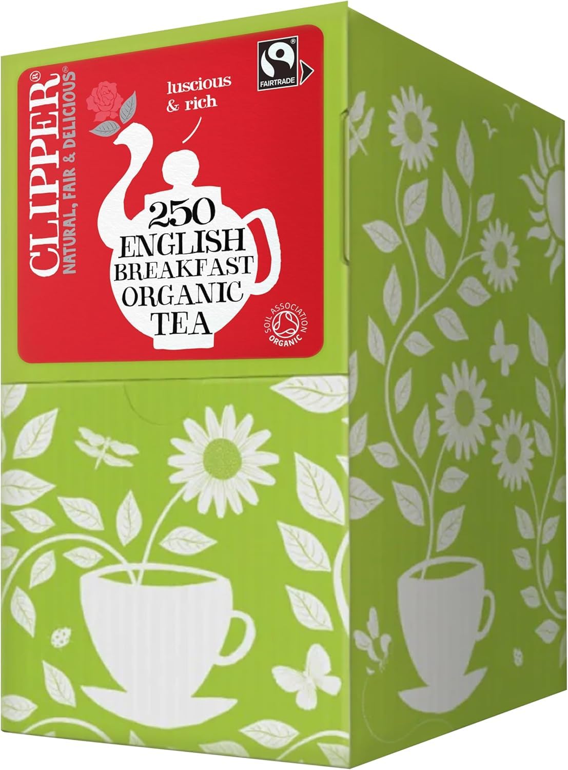Clipper Organic English Breakfast Tea Bags | 250 Individually Wrapped Teabags | Bulk Buy, Home & Catering | Caffeine-Free Herbal Tea Bags | Eco-Conscious, Natural, Unbleached & BiodegradableEU OrganicSoil AssociationSoil AssociationFairtrade InternationalFairtrade InternationalFairtrade InternationalSoil AssociationFairtrade International