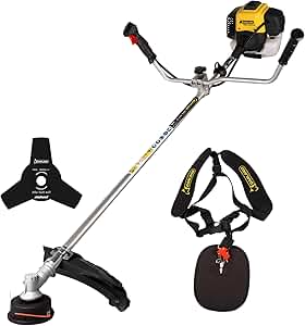 GARLAND Yak 931 G-V25 - Desbrozadora de Gasolina 51,7 CC, 2,2 CV, Manillar Plegable, Disco y Cabezal incluidos, arnés Doble, Ancho de Corte hasta 460 mm