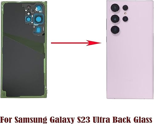 Miniatura 3 de Galaxy S23 Ultra - Repuesto de cristal trasero para Samsung Galaxy S23 Ultra 5G, con lente de cámara preinstalada y adhesivo + kits de herramientas