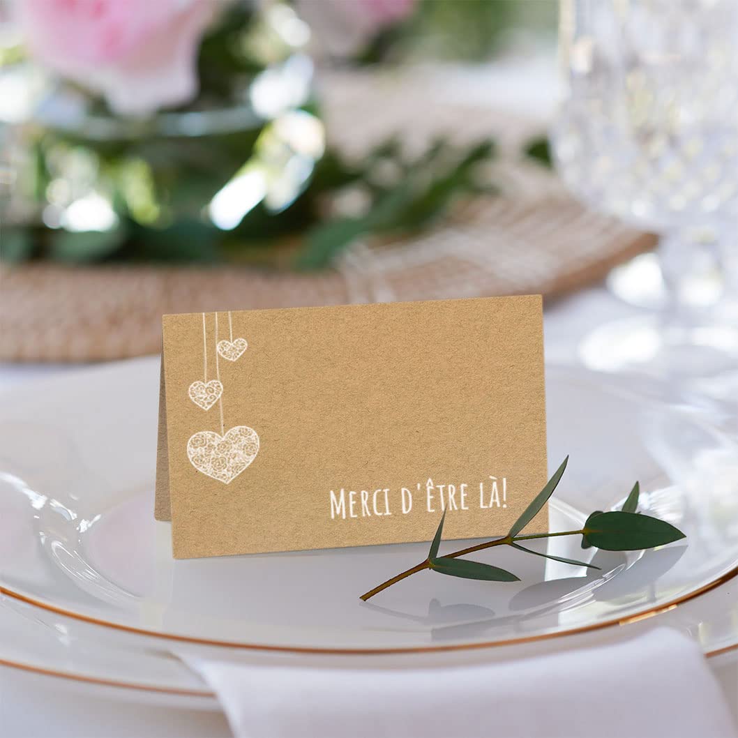50 Cartes Porte-Nom Partycards A7 - Pour Mariage, Baptême, Anniversaire