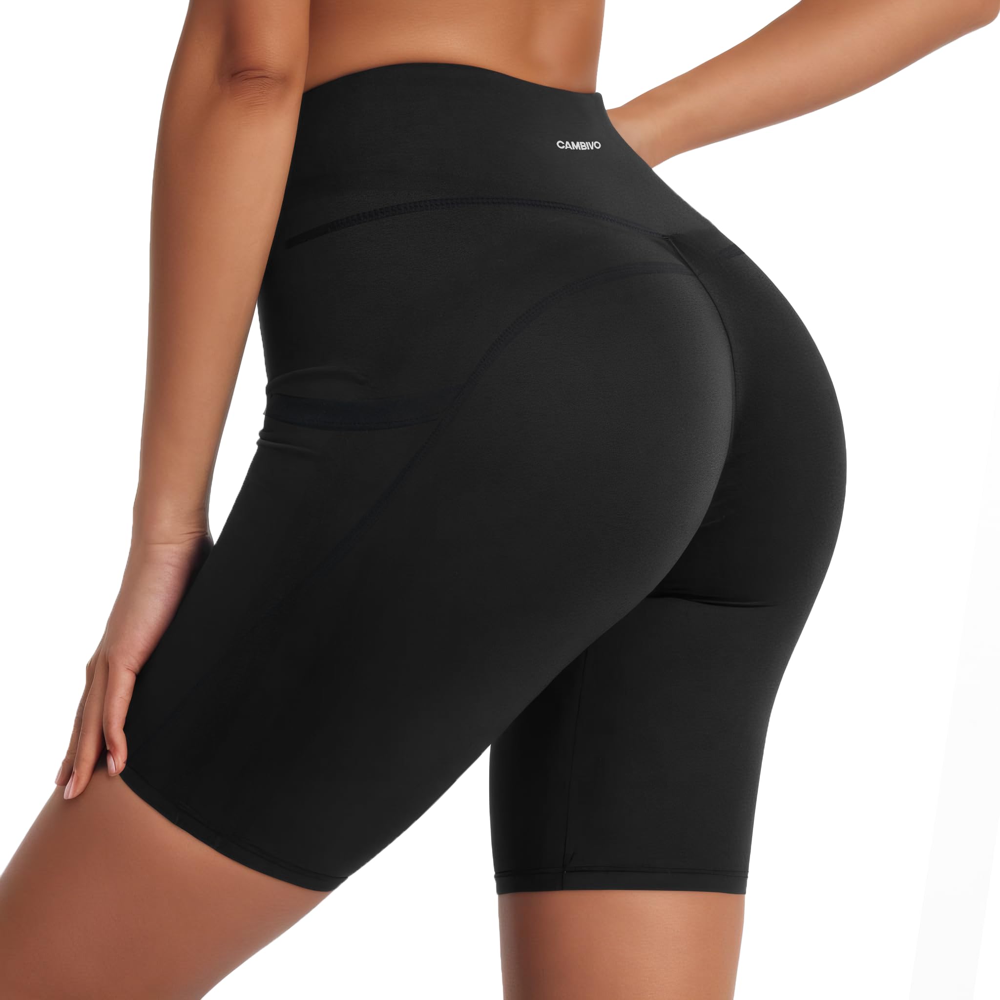 CAMBIVO Leggins Cortos Mujer Cintura Alta Push Up con Bolsillo para Deporte