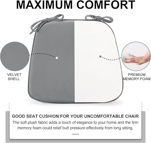 Miniatura 5 de LOVTEX Paquete de 4 cojines para sillas de comedor, cojines para sillas de cocina de 17 x 16 x 1.5 pulgadas, cojines para sillas de comedor con