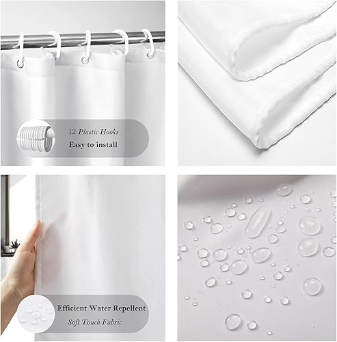 Miniatura 6 de Cortina de ducha de Navidad para baño, decoración impermeable con 12 ganchos, dobladillo de plomo con peso, juego de cortinas de ducha de poliéster