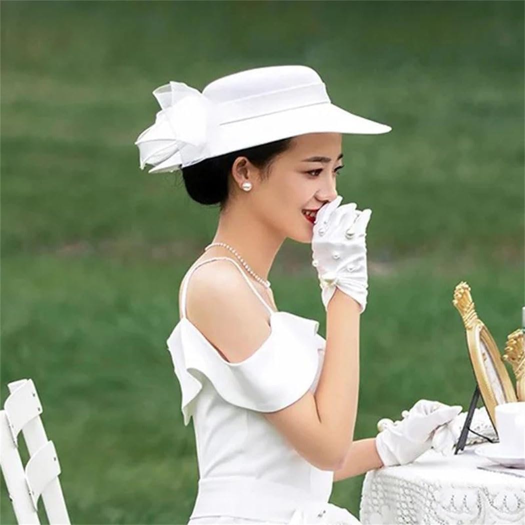 Women's Satin Fedora Hat Wide Brim Wedding Party Church Formal Occasion Headwear