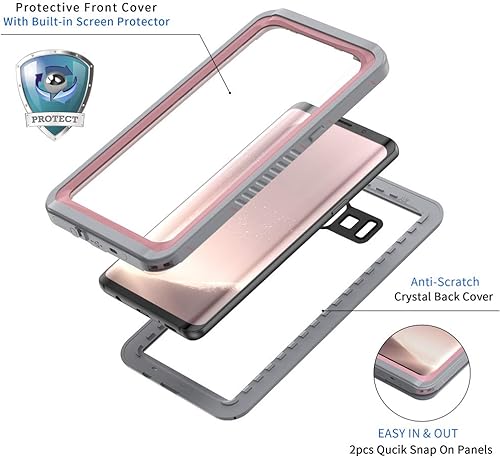 Miniatura 4 de Lanhiem Funda para Samsung Galaxy S8, funda impermeable IP68, a prueba de polvo, a prueba de golpes, con protector de pantalla integrado, cubierta