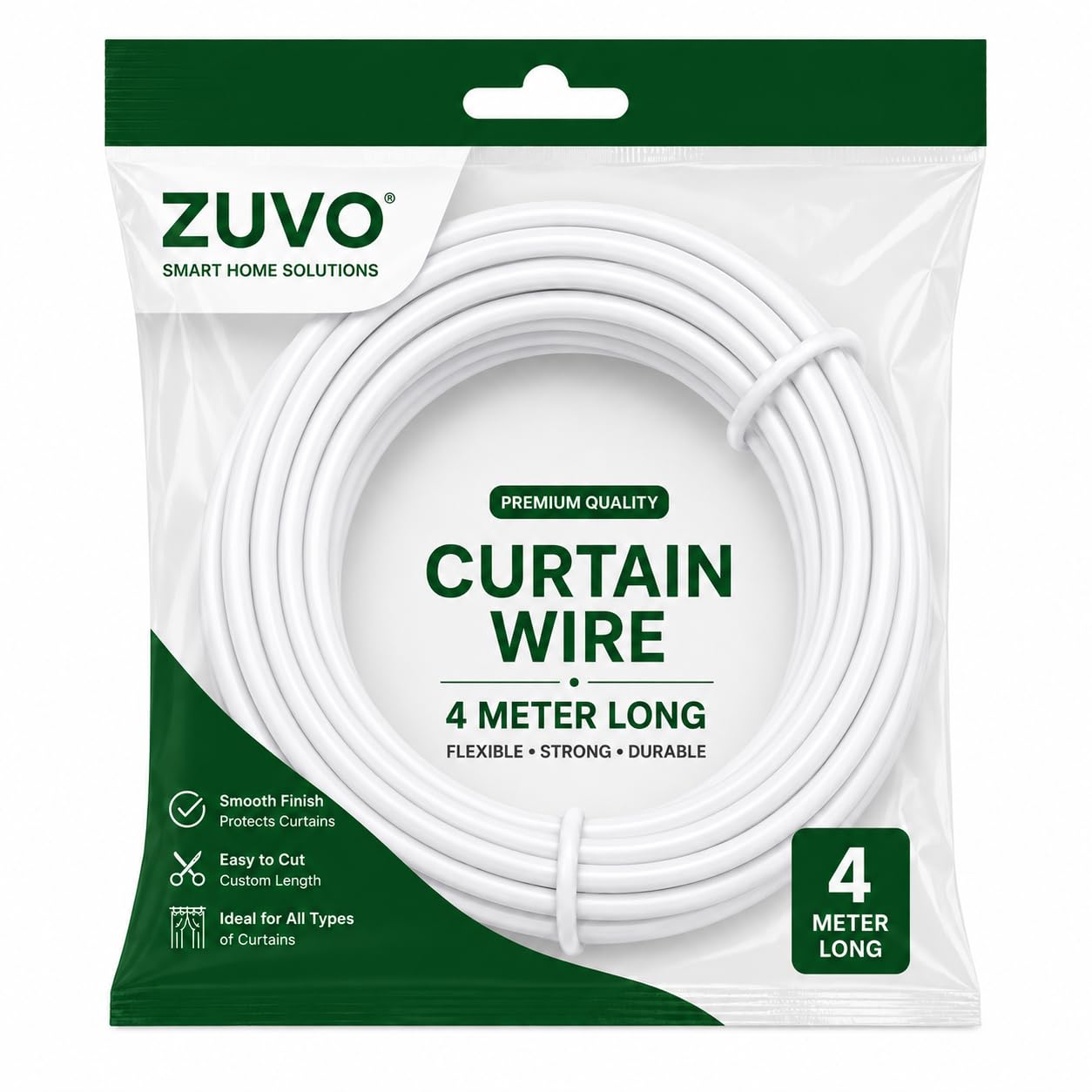 B&Q -  Curtain Wire With Hooks And EyesExtra Strong 4 M Net Curtain Wire With 6 Hooks And EyesPerfect Curtain Wire KitWhite