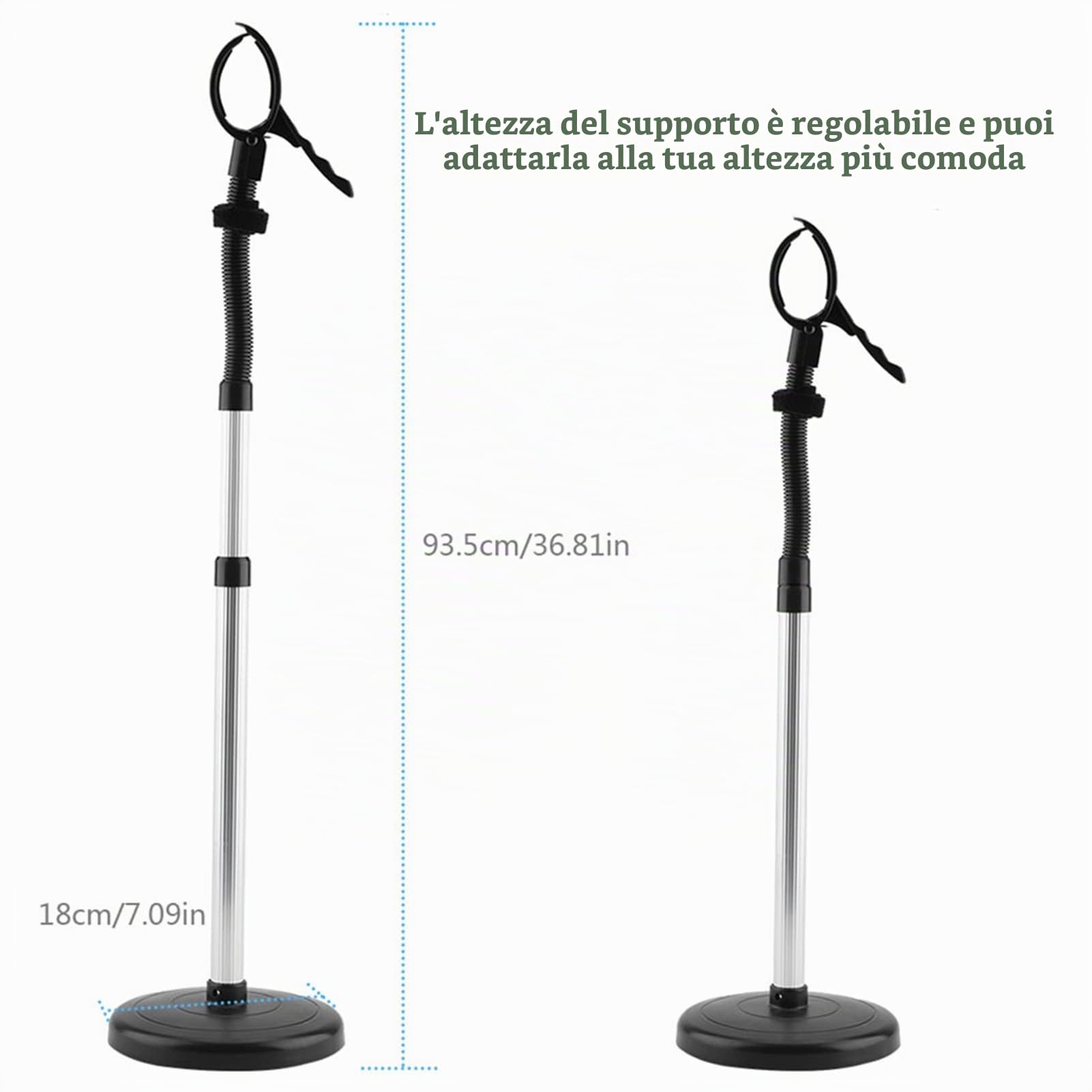 Wakects Porta Asciugacapelli da Tavolo Regolabile e Girevole a 360 Gradi Supporto per Asciugacapelli a Mani Libere per Bagno Barbiere Salone Commerciale 18 x 93,5 cm