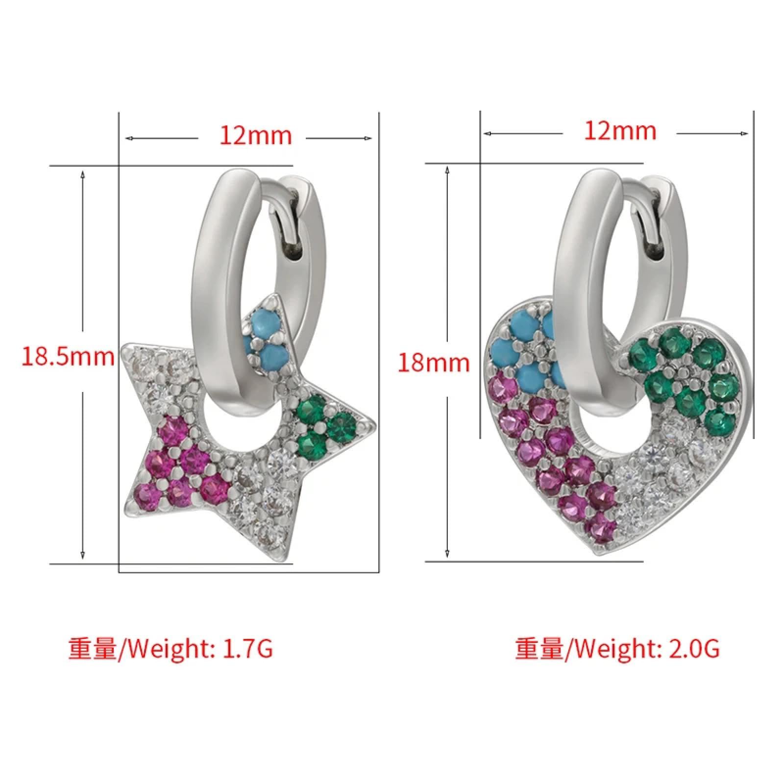WZGWDC Orecchini a Cerchio Piccoli con Stella a Forma di Cuore da Donna