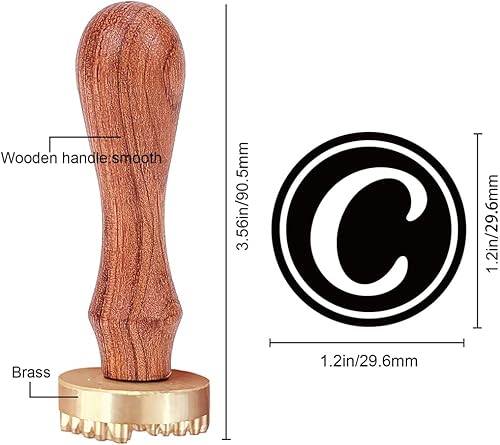 Miniatura 2 de CRASPIRE Sello de hielo con letra C, sello de cubo de hielo con cabeza de latón extraíble y mango de madera, vintage para manualidades, cóctel,