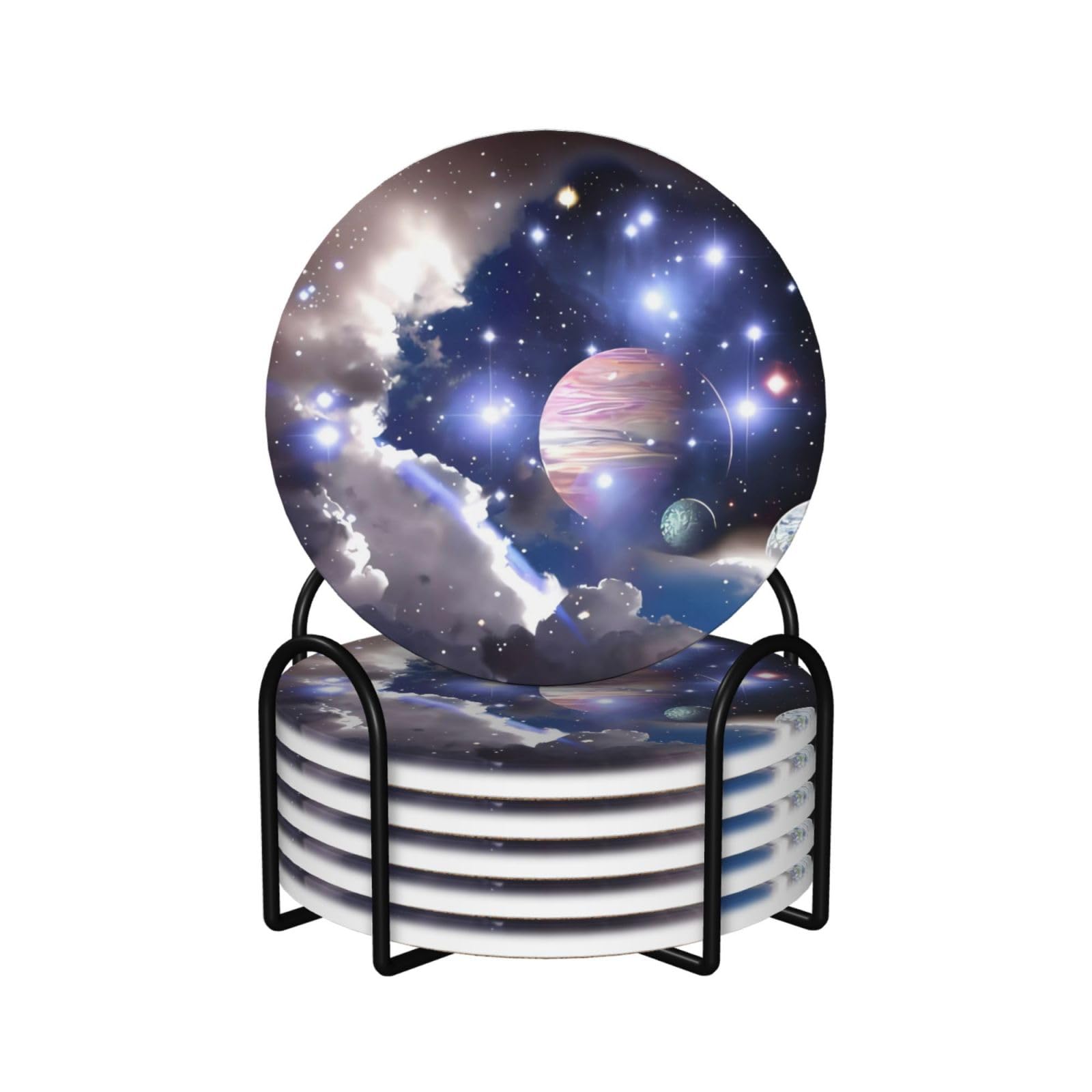 Dessous de verre céramique Space Planet avec support maison et cuisine