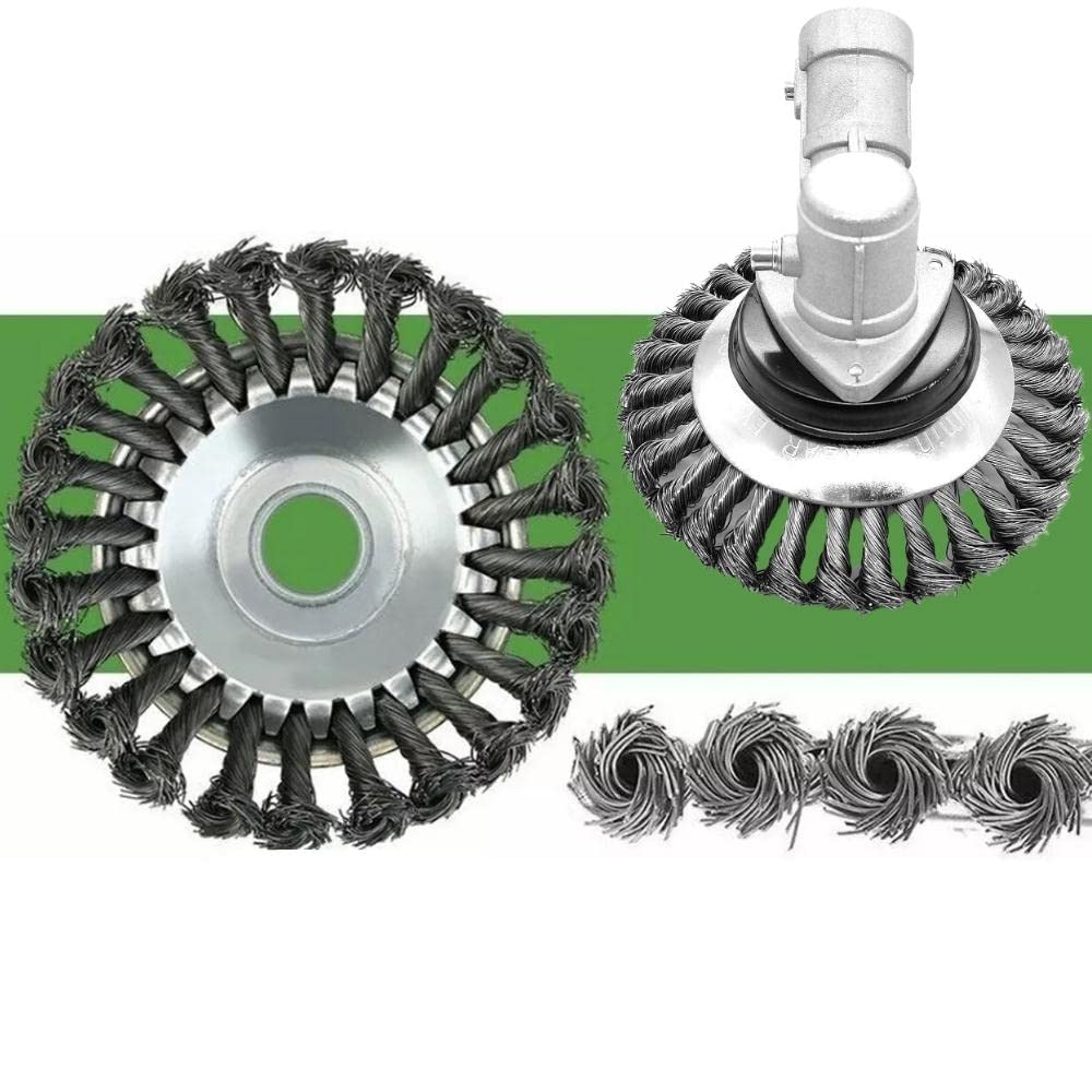 KNakasaki Cepillo Desbrozadora Profesional - Rueda de Alambre de Acero – Cabezal Recortador para Hierbas y Cultivo, Herramienta Manual Rotativa para Suelo y Jardinería
