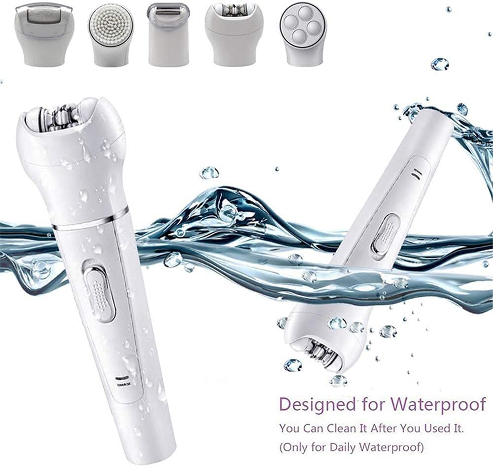 Depiladora, 5 en 1 máquina de Afeitar, Trimmer, pedicura y Exfoliante Corporal, Belleza Conjunto de Dispositivos